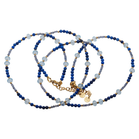 Naszyjnik - Lapis Lazuli, Topaz, Tanzanit i srebro złocone