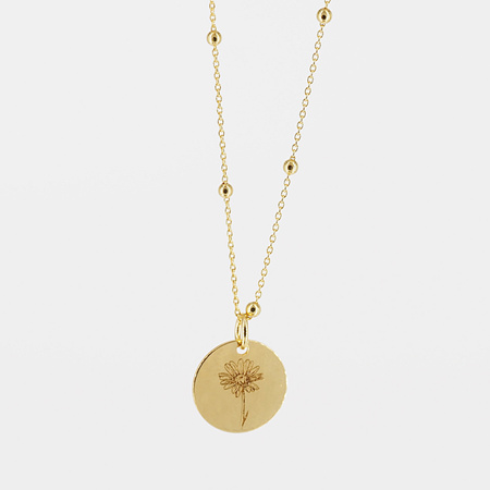 Naszyjnik z blaszką z wzorem kwiatka - srebro złocone