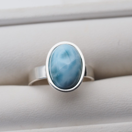 Pierścionek regulowany - owalny Larimar 13x9 mm w srebrze