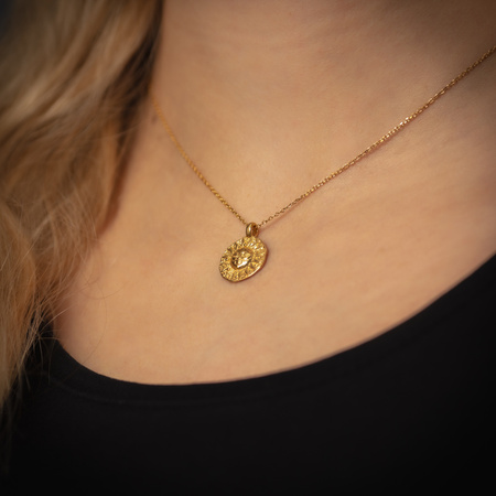 Naszyjnik na łańcuszku - słońce i srebro złocone