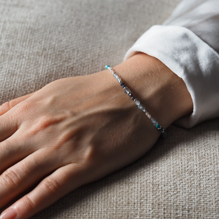 Bransoletka znak zodiaku wodnik - mix kamieni i srebro