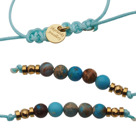 Naszyjnik regulowany- Jaspis cesarski niebieski i srebro złocone