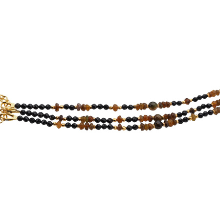 Bransoletka - Turmalin brązowy, Hematyt złoty i srebro złocone