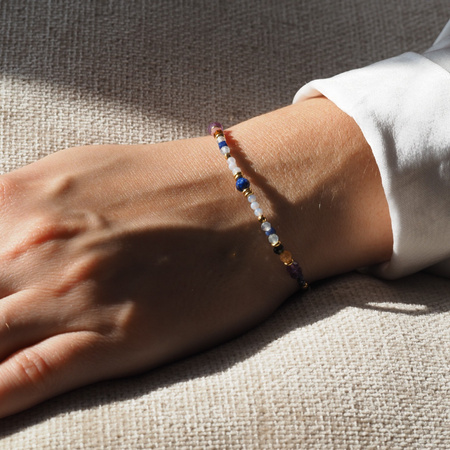 Bransoletka znak zodiaku strzelec - mix kamieni i srebro złocone