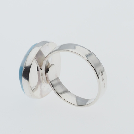 Pierścionek regulowany - owalny Larimar w srebrze