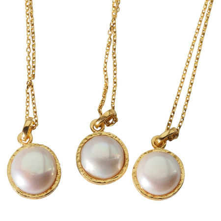 Naszyjnik srebrny złocony - Perła okrągła na łańcuszku