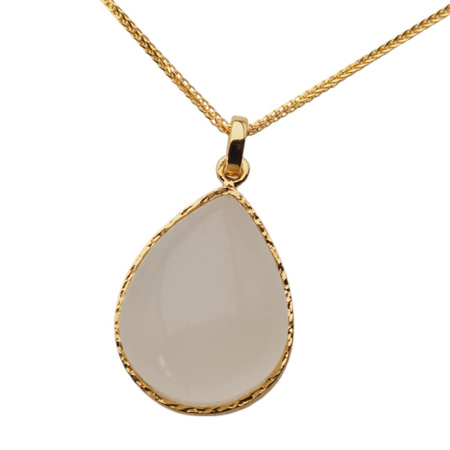 Naszyjnik - Zawieszka z Kamieniem Księżycowym w srebrze złoconym na łacuszku