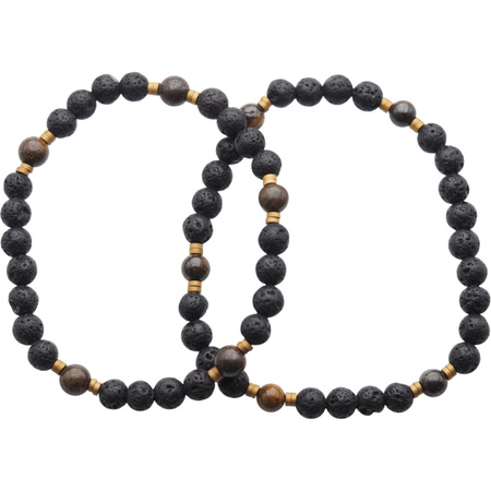 Bransoletka męska na gumce - Bronzyt, lawa i Hematyt