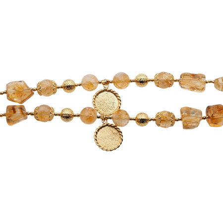 Naszyjnik - Cytryn, złoty hematyt i srebro złocone