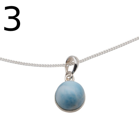 Naszyjnik - larimar okrągły 10 mm w srebrze