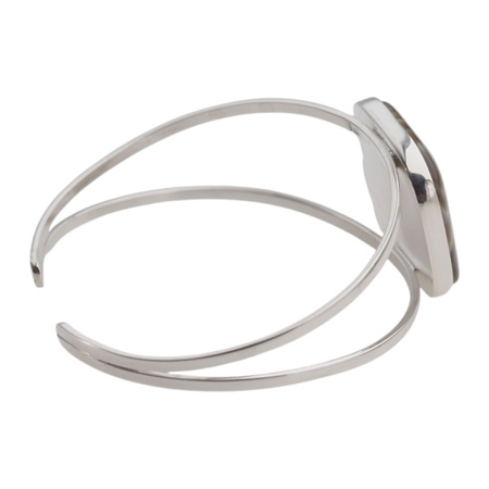 Bransoletka sztywna - Krzemień Pasiasty prostokąt i srebro