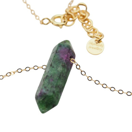 Naszyjnik - Zoisyt z Rubinem sopel na łańcuszku