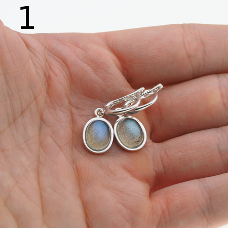 Kolczyki - owalny Labradoryt w srebrze