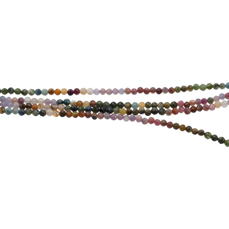 Naszyjnik regulowany - Turmalin kolorowy fasetowane kulki i srebro