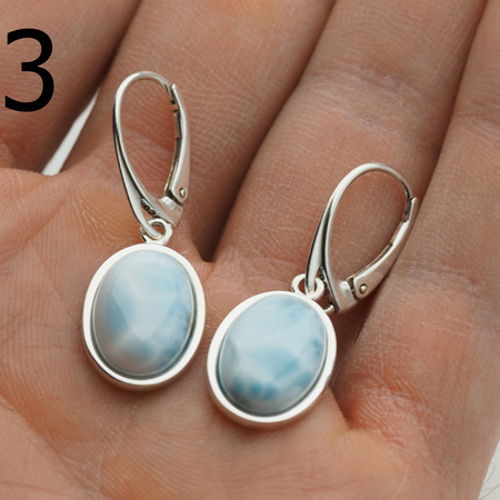 Kolczyki - Larimar owal i srebro