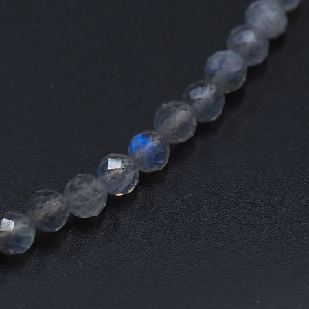 Naszyjnik łapacz snów - Labradoryt fasetowane kulki i srebro złocone