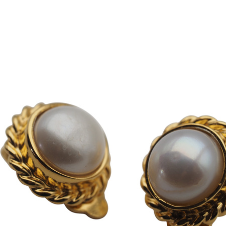 Klipsy - Perły białe koło w srebrze złoconym