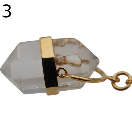 Naszyjnik - Kryształem Górskim sopel w okuciu na łańcuszku złoconym