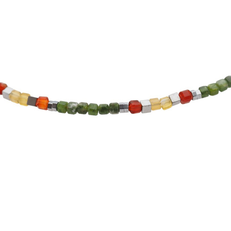 Bransoletka na nogę - Diopsyd, Agat, Hematyt kostki i srebro