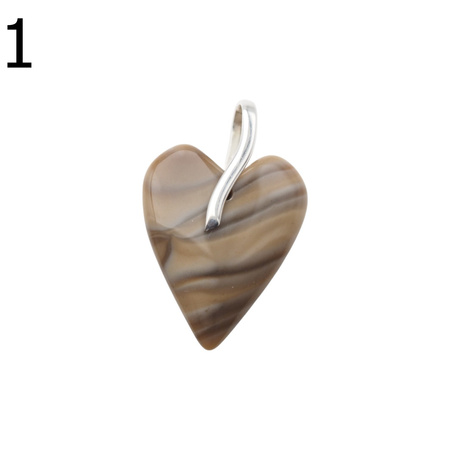 Zawieszka serce - Krzemień Pasiasty i srebro