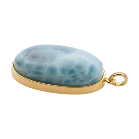 Zawieszka - larimar owalny 27x16mm w srebrze złoconym