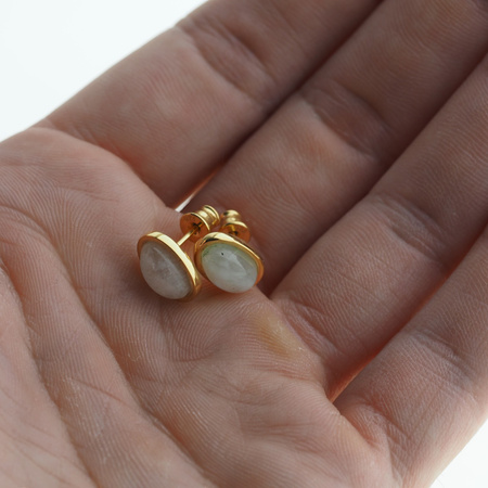 Kolczyki sztyfty z Kamieniem Księżycowym w srebrze złoconym