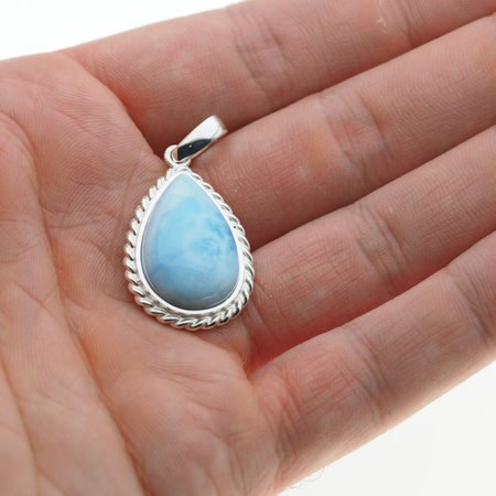 Zawieszka - larimar łza 23x15 mm w srebrze