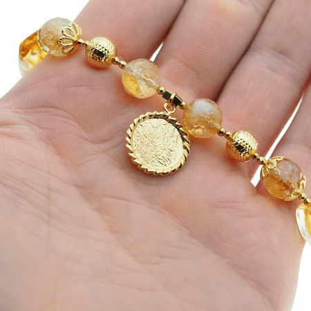 Naszyjnik - Cytryn, złoty hematyt i srebro złocone