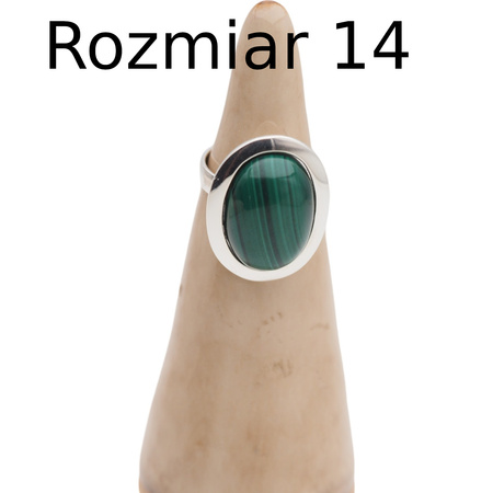 Pierścionek regulowany z owalnym Malachitem w srebrze.