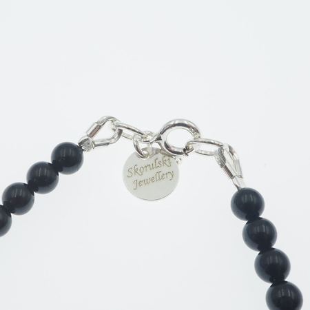 Bransoletka - Turmalin czarny, Onyks i srebro