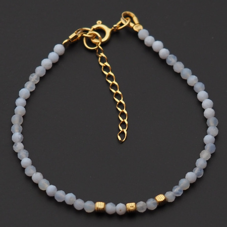 Bransoletka - cięty Chalcedon i srebro złocone