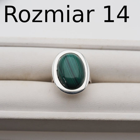 Pierścionek regulowany z owalnym Malachitem w srebrze.