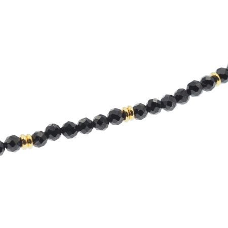 Naszyjnik regulowany - Turmalin czarny fasetowane kulki i srebro złocone
