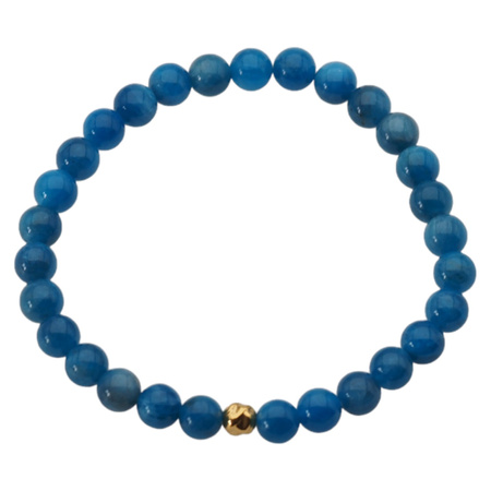 Bransoletka - Apatyt polerowany kulki 6,5mm i srebro złocone