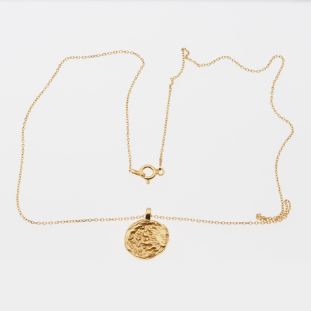 Naszyjnik z młotkowaną blaszką - księżyc, słońce i srebro złocone