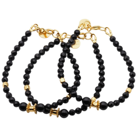 Bransoletka - Turmalin czarny i srebro złocone