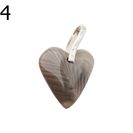 Zawieszka serce - Krzemień Pasiasty i srebro