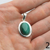 Zawieszka z owalnym malachitem w srebrze