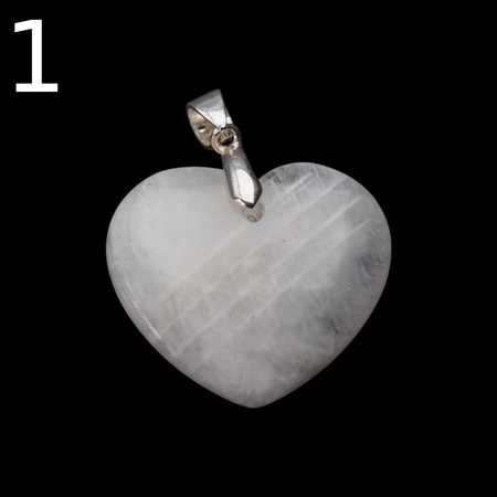 Zawieszka - Kamień Księżycowy serce w srebrze