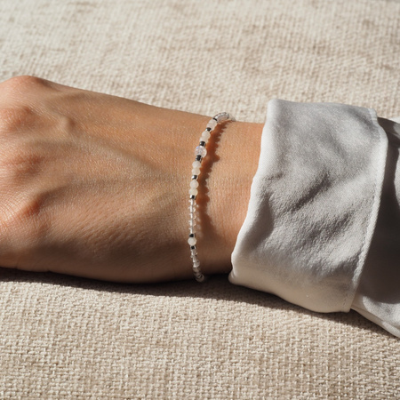 Bransoletka - Kamień Księżycowy, Kryształ Górski i srebro