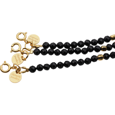 Bransoletka - Turmalin czarny i srebro złocone