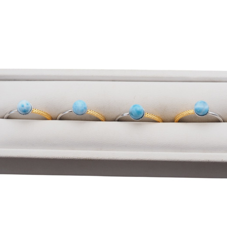 Pierścionek regulowany - okrągły Larimar w srebrze rodowanym