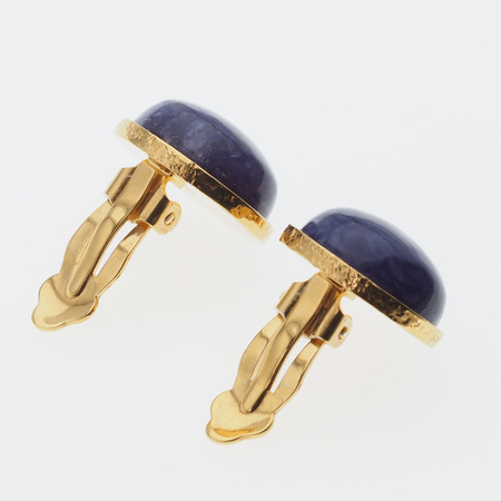 Klipsy - Czaroit koło 15 mm w złoconym srebrze młotkowanym