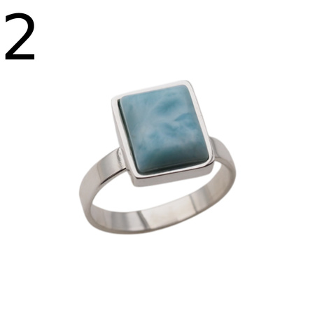 Pierścionek - prostokątny Larimar w srebrze