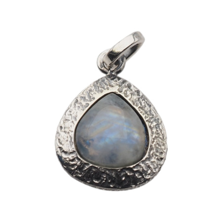 Zawieszka - Kamień Księżycowy w srebrze oksydowanym