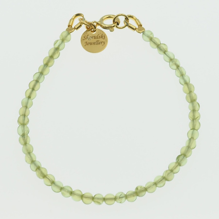 Bransoletka 18cm- Perydot (Oliwin) i srebro złocone