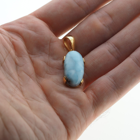 Zawieszka - larimar owalny 24x12mm w srebrze złoconym
