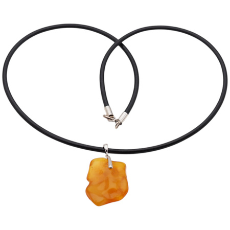 Naszyjnik na rzemieniu - Bursztyn i srebro