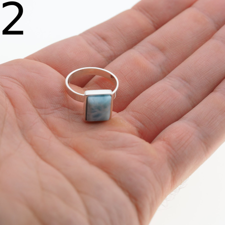 Pierścionek - prostokątny Larimar w srebrze