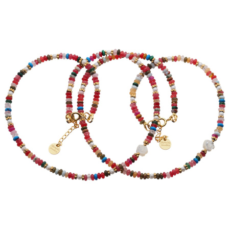 Naszyjnik - Mix kamieni i srebro złocone